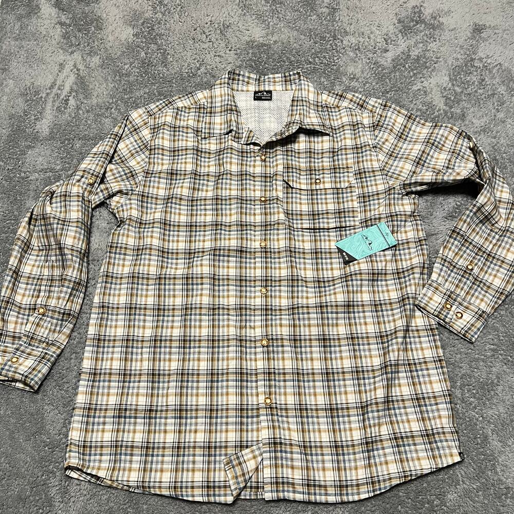 American Outback Shirt Mens Large Performance Vented Button Long Sleeve